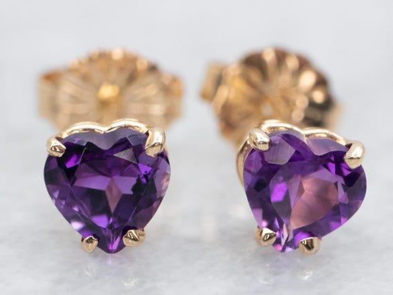 Heart shaped amethyst earrings outlet