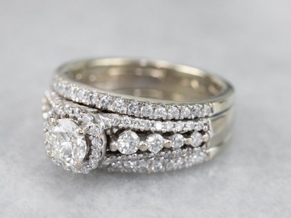 Diamond Engagement and Wedding Band Stacked Set, … - image 3
