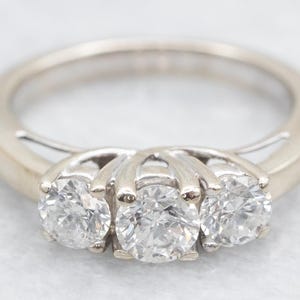 Stunning Three Stone Diamond Engagement Ring, Classic Three Diamond Ring, Diamond Engagement or Anniversary Ring, White Gold Ring A53882