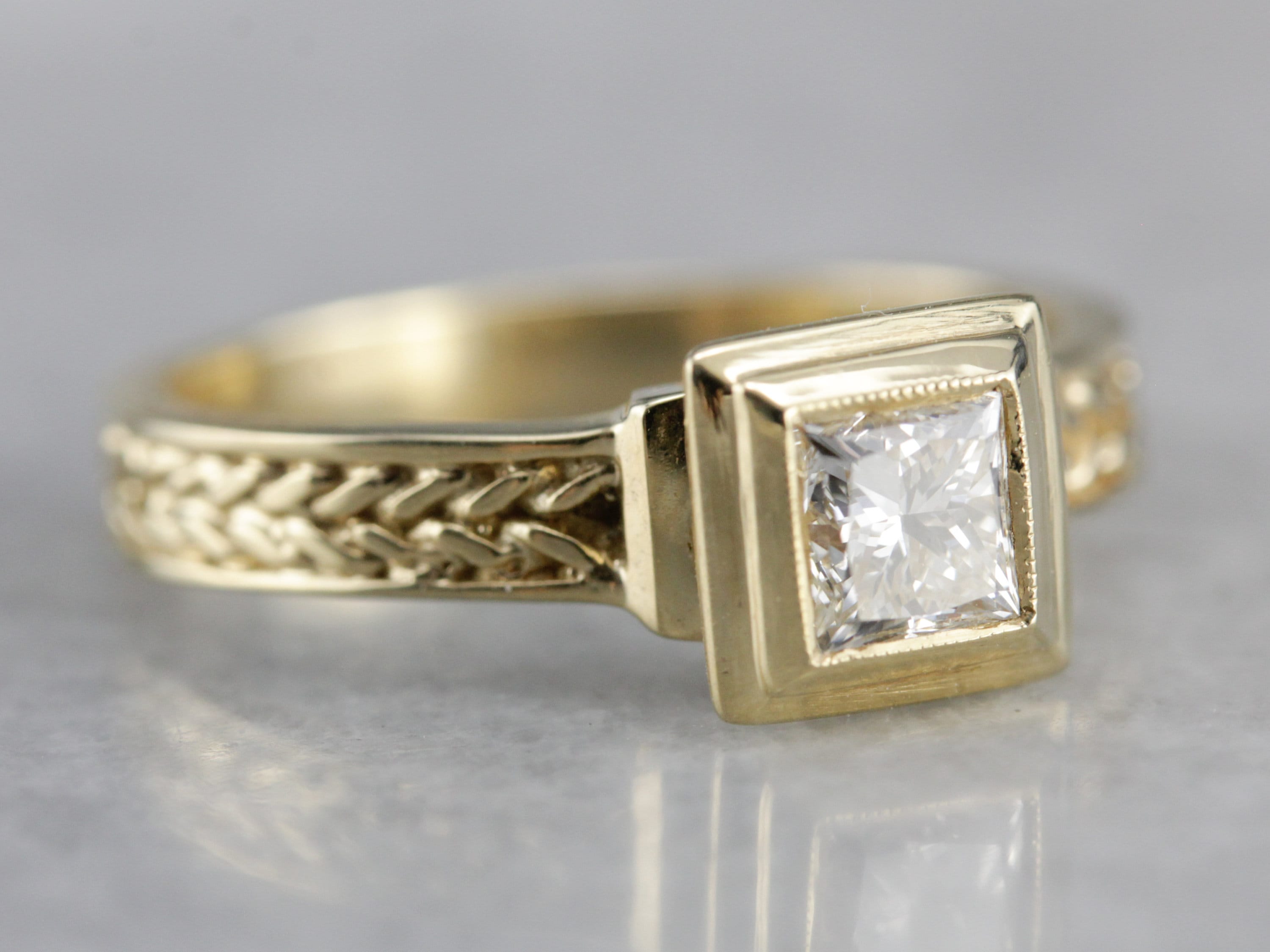 Modernist Contemporary Bezel Set Diamond Engagement Ring Etsy