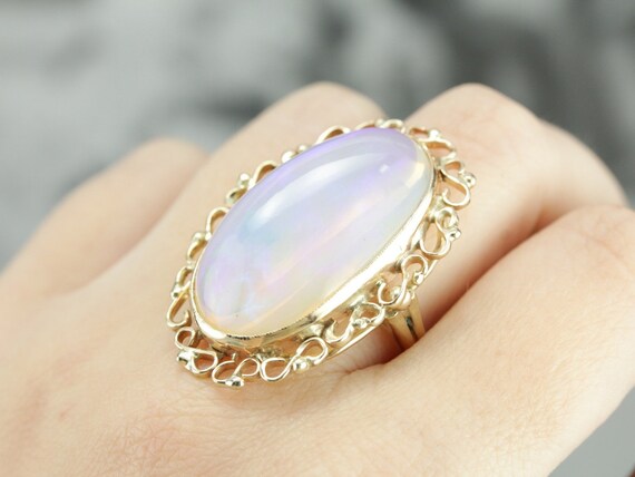 Opal Gold Filigree Cocktail Ring, Opal Statement … - image 7