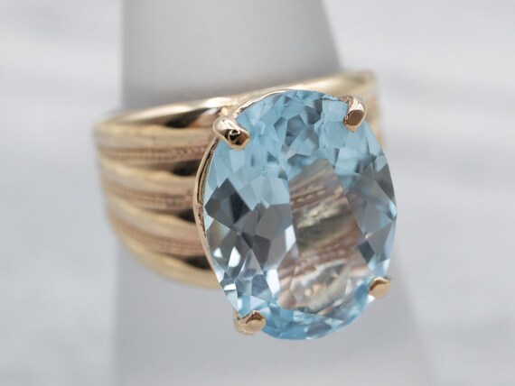 Blue Topaz Cocktail Ring, Yellow Gold Topaz Ring,… - image 7