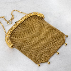 Mesh Synthetic Sapphire Diamond Purse, Gold Mesh Coin Purse, Antique Accessories, Birthday Gift, Bridal Jewelry, Anniversary Gift YJ4EA9LY