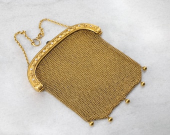 Mesh Synthetic Sapphire Diamond Purse, Gold Mesh Coin Purse, Antique Accessories, Birthday Gift, Bridal Jewelry, Anniversary Gift YJ4EA9LY