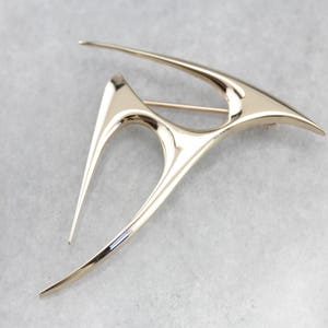 Modernist Abstract Gold Pin, Unisex Gift, Modern Jewelry 345C6177-R