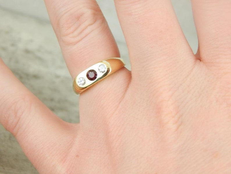 Ruby Diamond And 18k Gold Flush Set Unisex Ring KCH7CK-D image 3