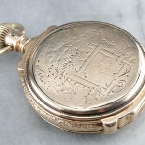 Antique Elgin Pastoral Gold Hunter&#39;s Pocket Watch 5CCV5W-N