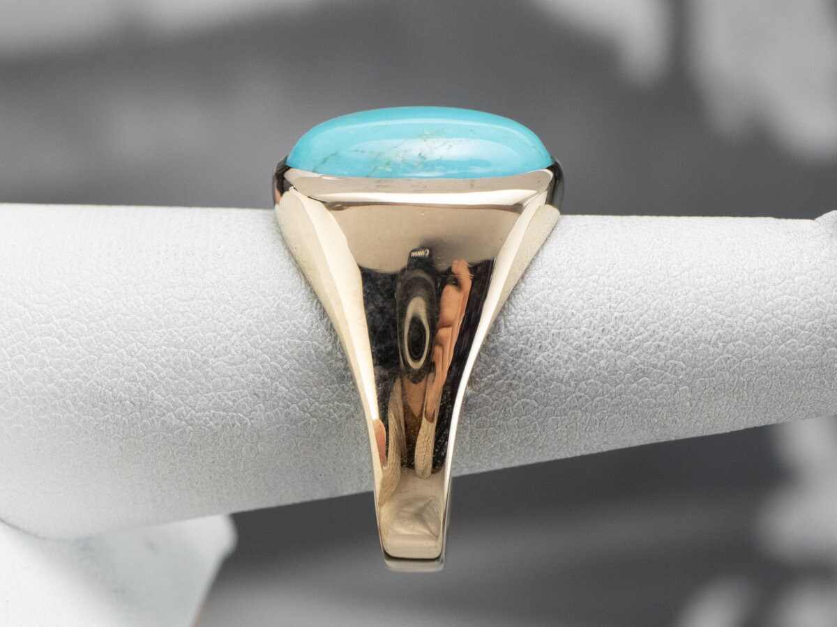 Vintage Turquoise Gold Ring, Unisex Turquoise Ring