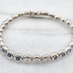 White Gold Sapphire and Diamond Bracelet, Sapphire and Diamond, White Gold Bracelet, Bridal Jewelry, A23862
