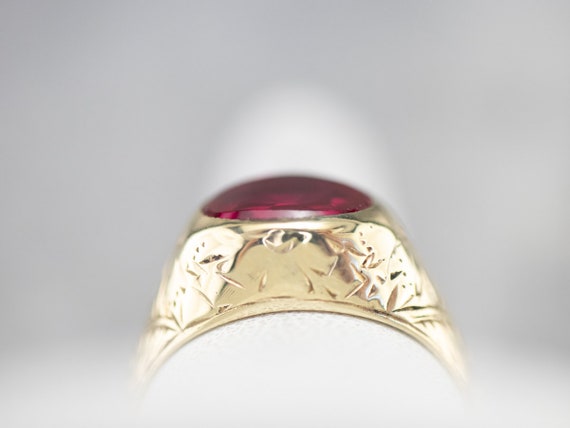 Antique 1920s Synthetic Ruby Solitaire Ring, Gree… - image 10