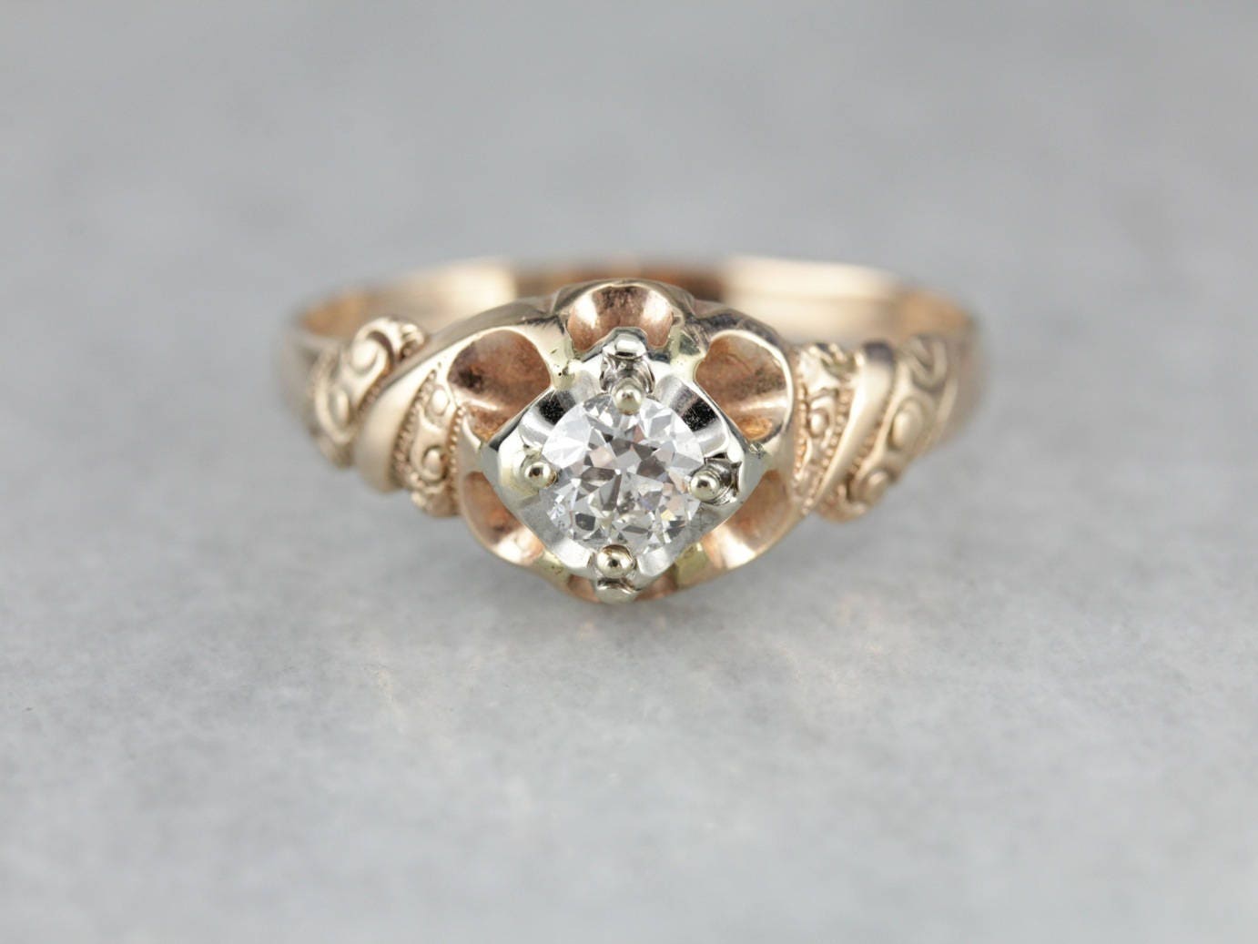 Victorian Old Mine Cut Diamond Solitaire Engagement Ring .35 Ct – Vintage Diamond  Ring