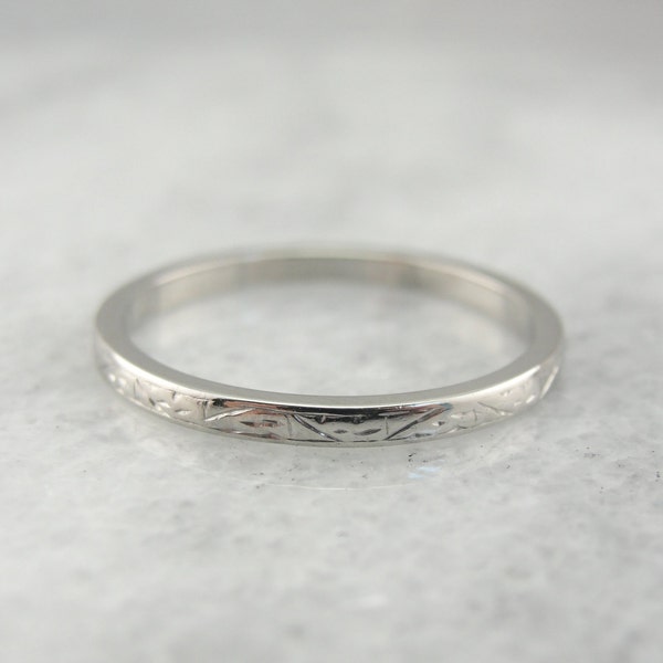 Vintage Etched Platinum Ladies Wedding Band JCMT16-D