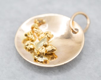 Vintage Gold Nugget Panning Charm, Gold Miner Pendant, Gold Panner Pendant, Layering Pendant, Unisex Gift, Gold Rush A18306