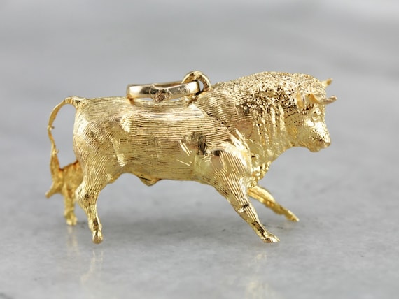 Detailed Bull Gold Charm, Bull Pendant, Spanish C… - image 2