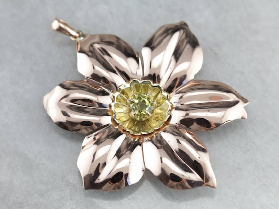 Large Flower Pendant, Mali Garnet, Statement Pend… - image 1