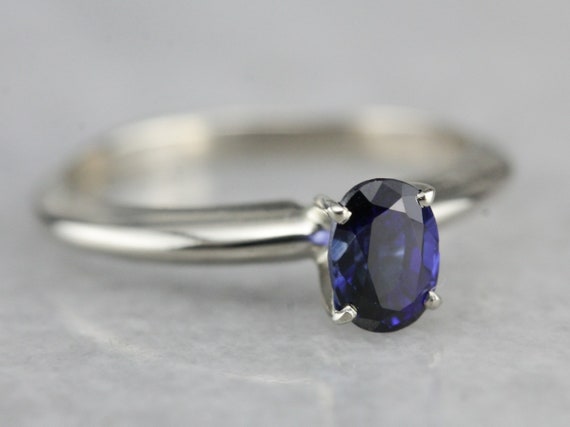 Sapphire Solitaire Engagement Ring, Sapphire and … - image 3