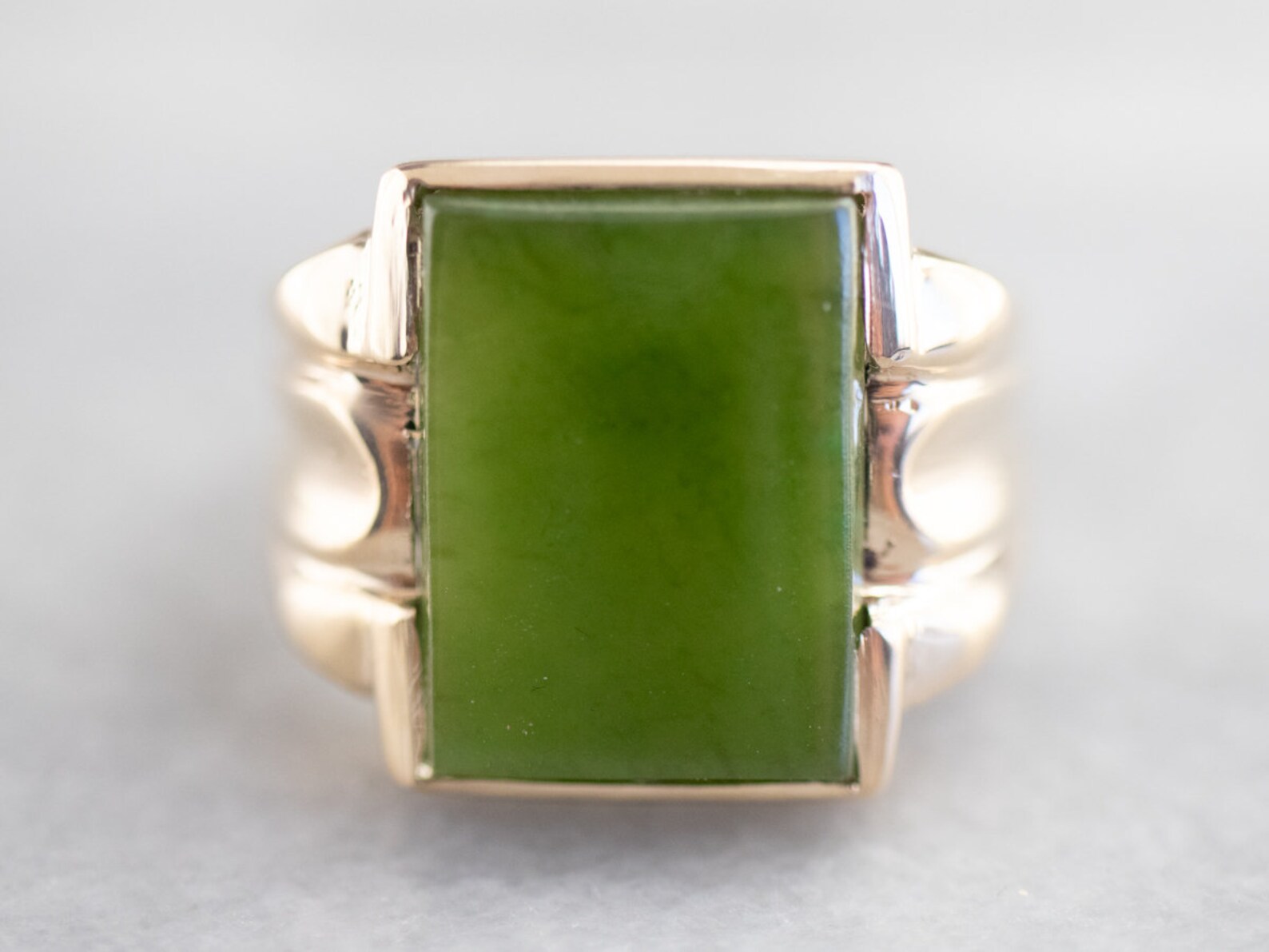 Retro Era Men's Jade Ring Yellow Gold Jade Ring Vintage Etsy