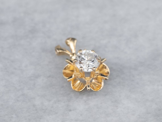 Buttercup Diamond Pendant, Layering Pendant, Soli… - image 3