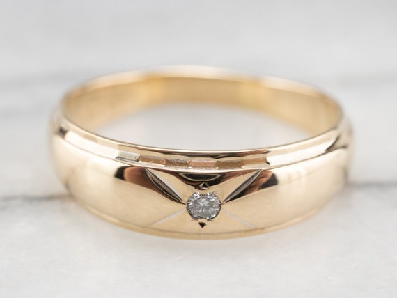 Vintage Diamond Solitaire Band, Yellow Gold Diamo… - image 1