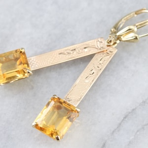 Citrine Gold Bar Drop Earrings, Citrine Dangle Earrings, November Birthstone, Bridal Jewelry ZWM5EJ5C