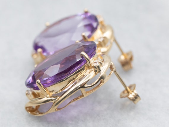 Amethyst Topaz and Gold Earrings, Amethyst Stud E… - image 2