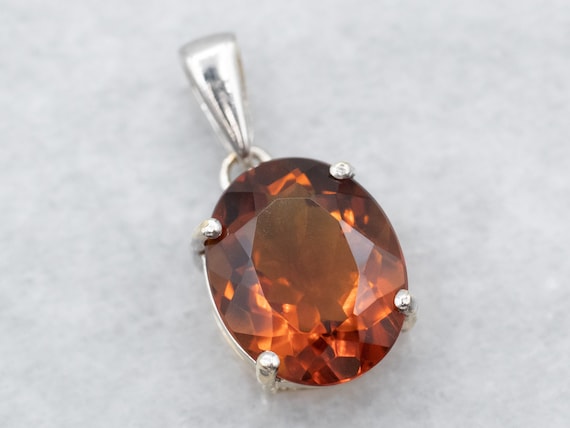 White Gold Citrine Solitaire Pendant, White Gold … - image 1