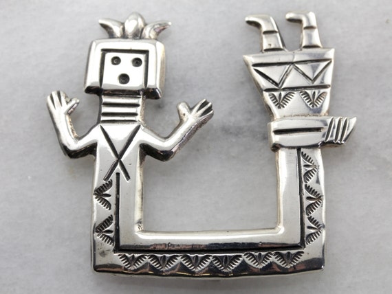 Traditional Vintage Native American Navajo Sterling Silver Kachina Pin Traditional Vintage Native American Navajo Sterling Silver Kachina Pin