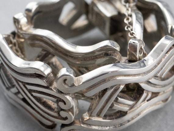 Sterling Silver Patterned Link Bracelet, Taxco Me… - image 9