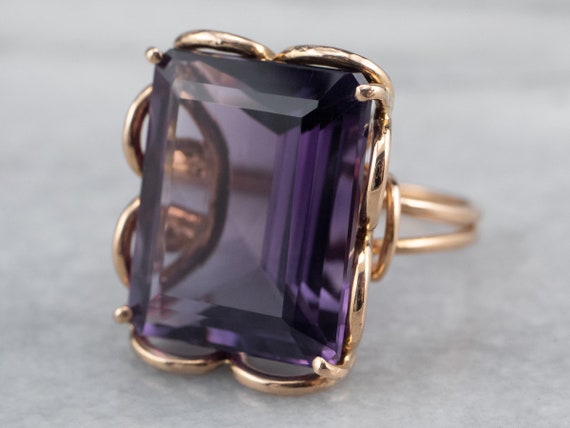 Amethyst Statement Ring, Yellow Gold Amethyst Rin… - image 1