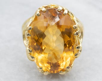 18 kt geelgouden citrien cocktailring, 21,54 karaat