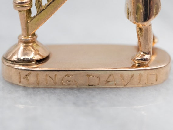 Yellow Gold King David Harp Charm, Charm Necklace… - image 4