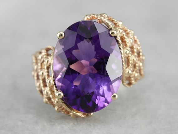 Phenomenal Amethyst Statement Ring, Vintage Mod M… - image 1