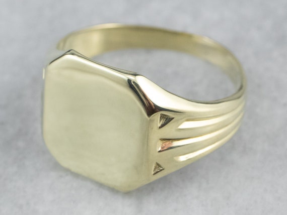 Green Gold Men's Signet Ring, Vintage Signet Ring… - image 1