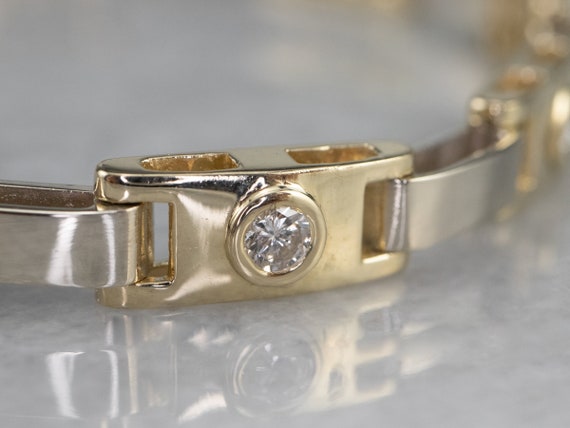 Bezel Set Diamond Link Bracelet, Yellow Gold Diam… - image 4