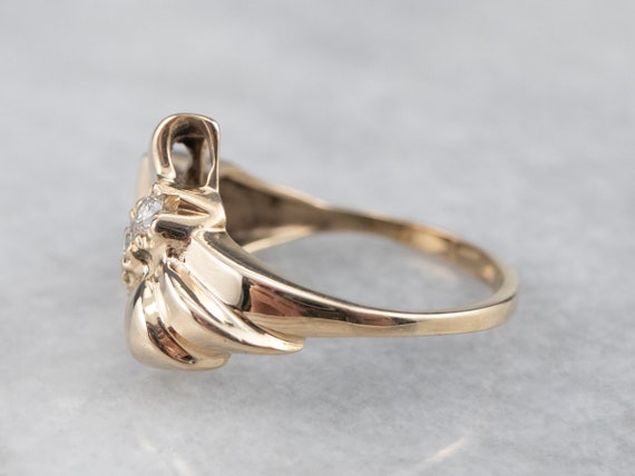 Gold Bow Diamond Ring, Retro Era Diamond Bow Ring… - image 4
