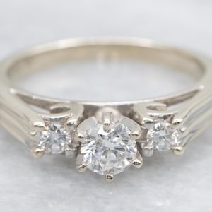 Vintage Gold Three Stone Diamond Engagement Ring, White Gold Engagement Ring, Engagement Ring, Diamond Ring, Diamond Engagement A68197