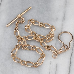 Vintage Gold Watch Chain, Curb Link Watch Chain, Pocket Watch Chain, Antique Curb Chain, Chain Necklace QNAL9CR5