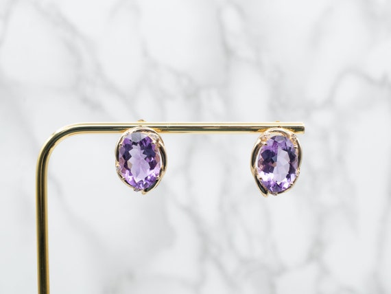 Amethyst Topaz and Gold Earrings, Amethyst Stud E… - image 4