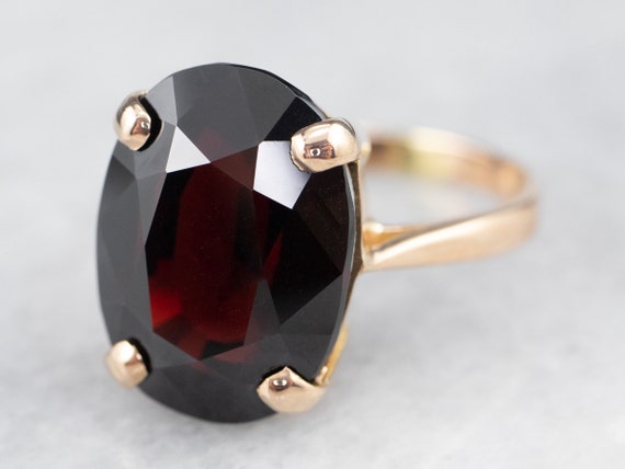 Vintage Garnet Cocktail Ring, 14K Gold Garnet Rin… - image 1