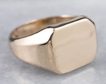 Vintage 10K Yellow Gold Signet Ring, Unisex Statement Ring, Size 9.5