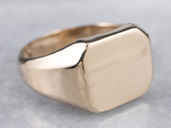 Vintage Gold Signet Ring, Unisex Signet Ring, Yel… - image 1