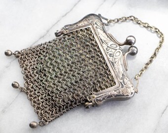 アンティーク ドイツ シルバー メッシュ コイン パース