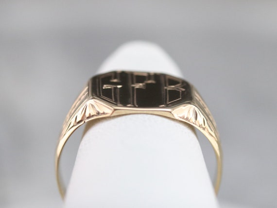 Art Deco "GFB" Signet Ring, Yellow Gold Signet Ri… - image 7