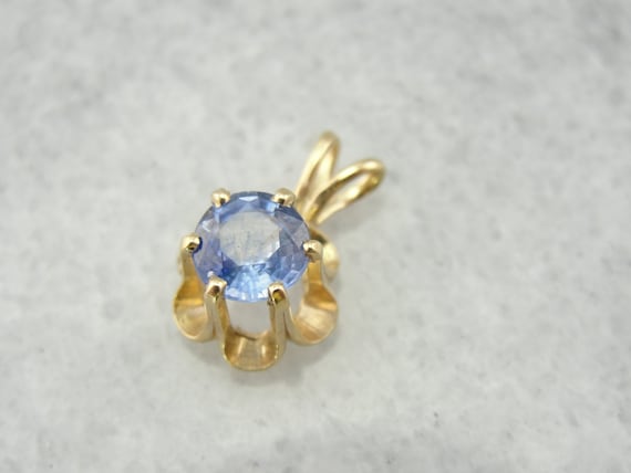Ceylon Sapphire Pendant, 14K Yellow Gold Buttercup Setting