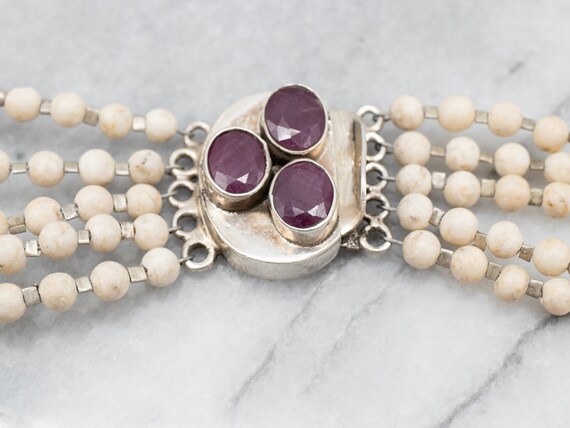 Sterling Silver Ruby Bone Amethyst Peridot Neckla… - image 3