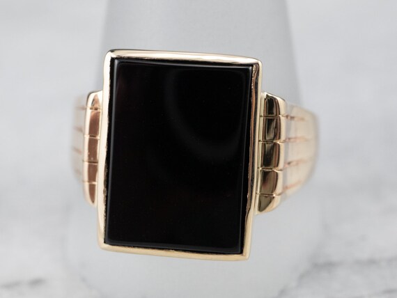 Classic Vintage Black Onyx Statement Ring, Men's … - image 7