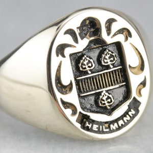 Vintage Coat of Arms Signet Ring, Yellow Gold Signet Ring, Family Crest Signet Ring, Heilmann Family Crest RWLEZL9J