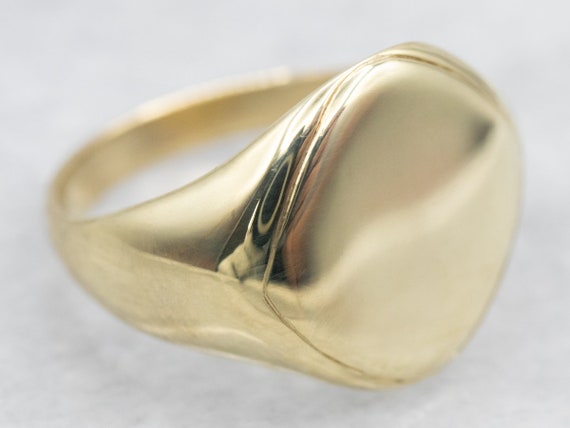 Green Gold Plain Signet Ring, Plain Gold Ring, Per