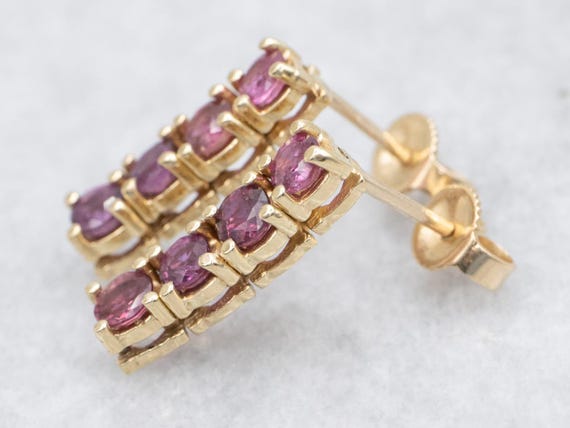 14K Yellow Gold Ruby Drop Earrings, 1.52 Carats - image 2