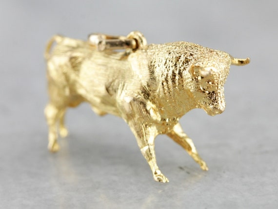 Detailed Bull Gold Charm, Bull Pendant, Spanish C… - image 1